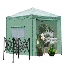 8*6ft Plastic Sprayed Iron Pipe PE Mesh Foldable Garden Greenhouse Shed Green Growth Tent